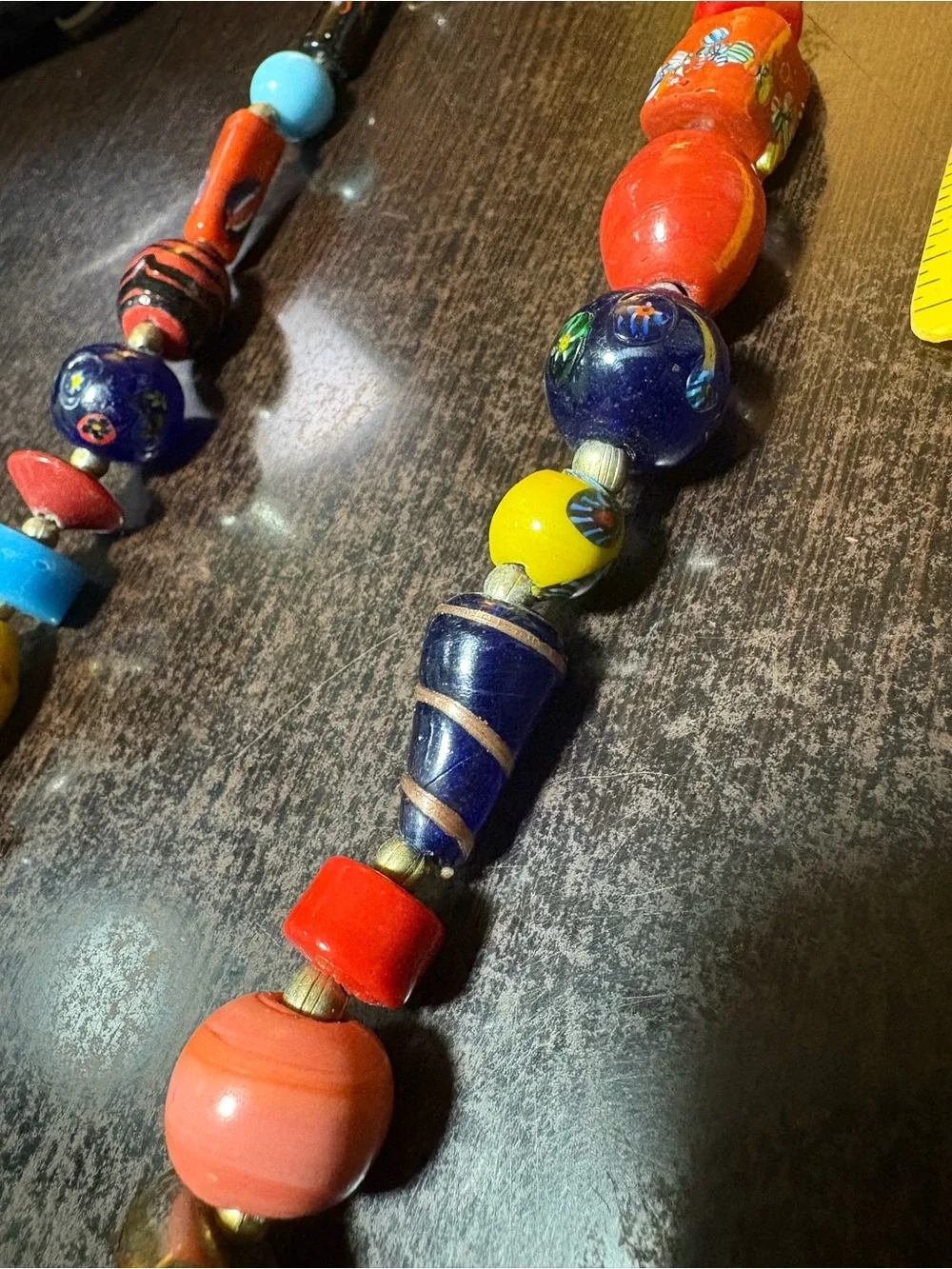 Multicolor Beaded Statement Necklace - Vibrant Mixed Colors. Millefiori?